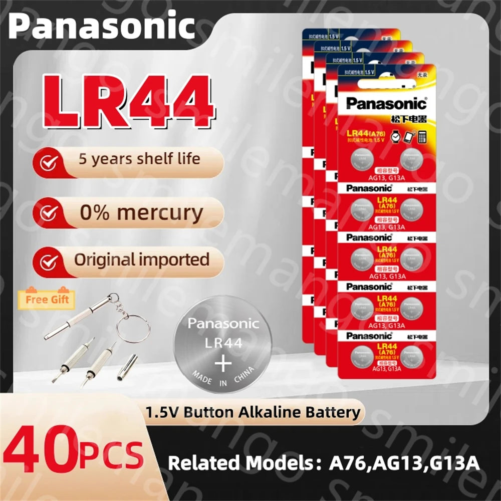 Panasonic LR44 AG13 1.5V Button Cell Battery – 175mAh SR44 LR1154 Coin Cell for Watch, Calculator & Toys