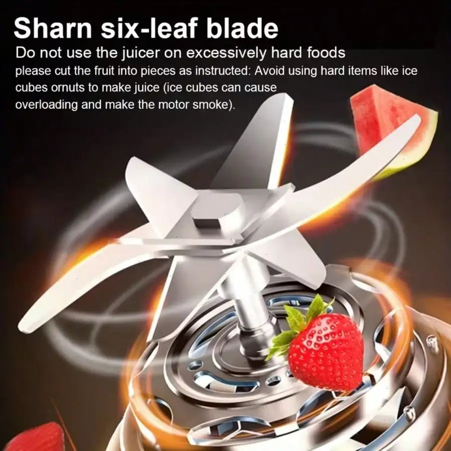 12-Blade Portable USB Juicer 500ML — Mini Personal Blender for Smoothies & Shakes