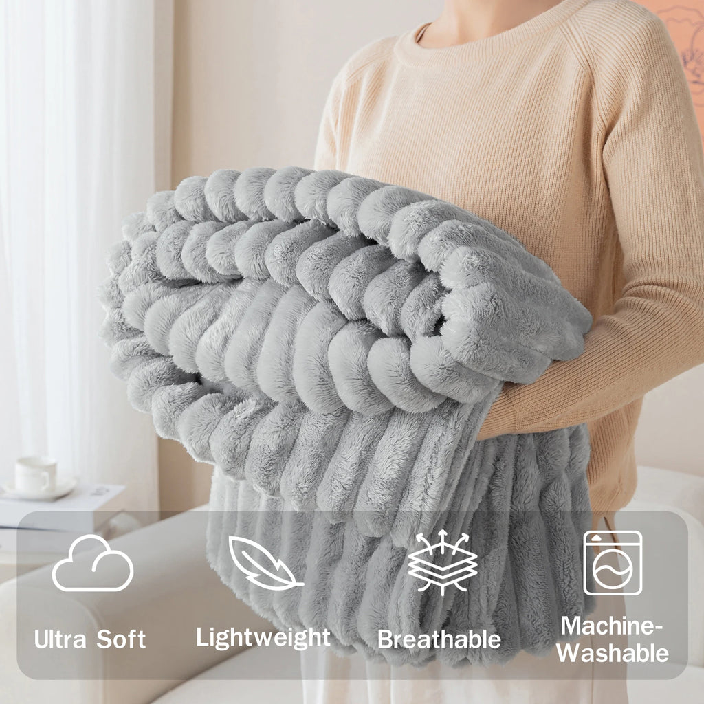 Soft Flannel Blanket – Warm Nap Throw in Multiple Colors, Christmas Gift Blanket