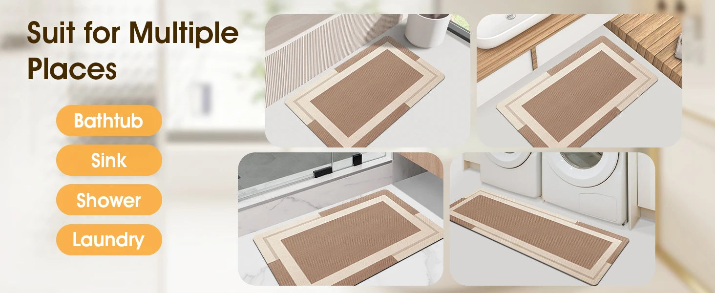 VIKAMA Bathroom Runner Rug – Quick-Dry Ultra Absorbent Non-Slip Bath Mat