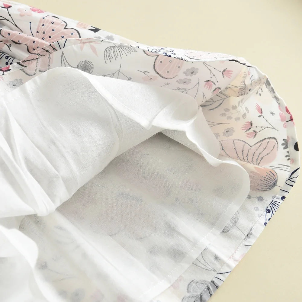 Floral Print Korean Girls Casual Dress — Summer Princess Dress for Children