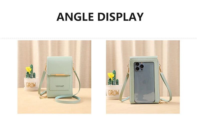 Women Crossbody Shoulder Bags Wallets Touch Screen Cell Phone Purse Soft Leather Strap Handbag for Female Luxury Messenger Bags