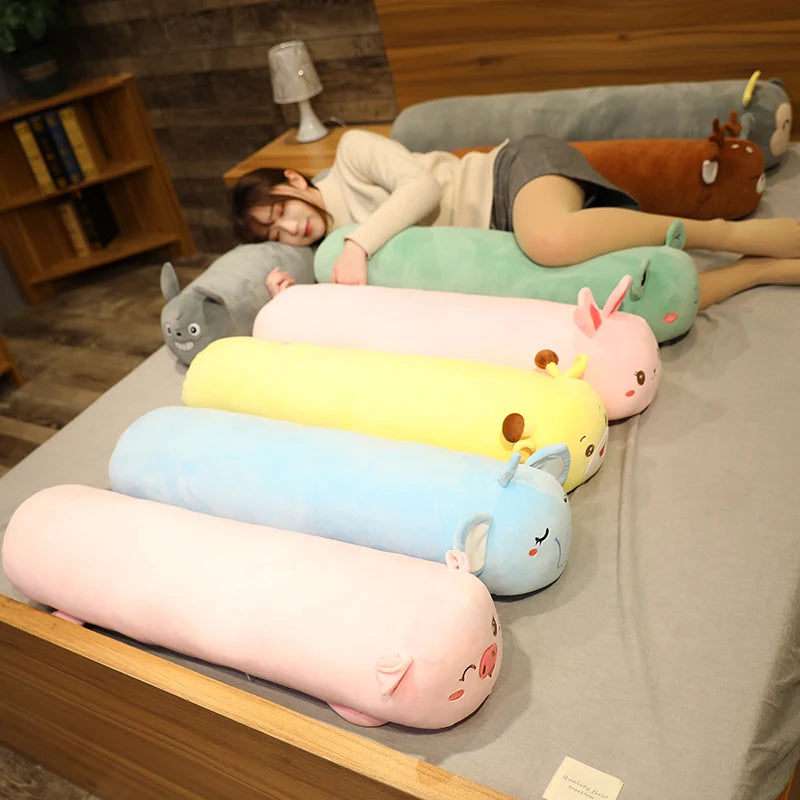 Cervical Roll Neck Pillow Cover – Soft Cartoon Print, Zipper Closure, 80–140cm