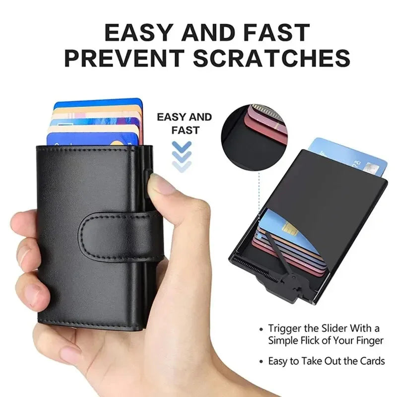 RFID Microfiber Leather Men's Trifold Wallet – Slim Card Holder with Coin Pocket