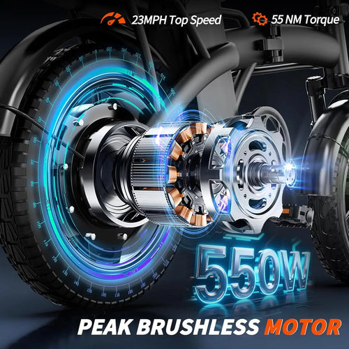 550W Folding Electric Bike — 48V 25MPH 35-Mile Range