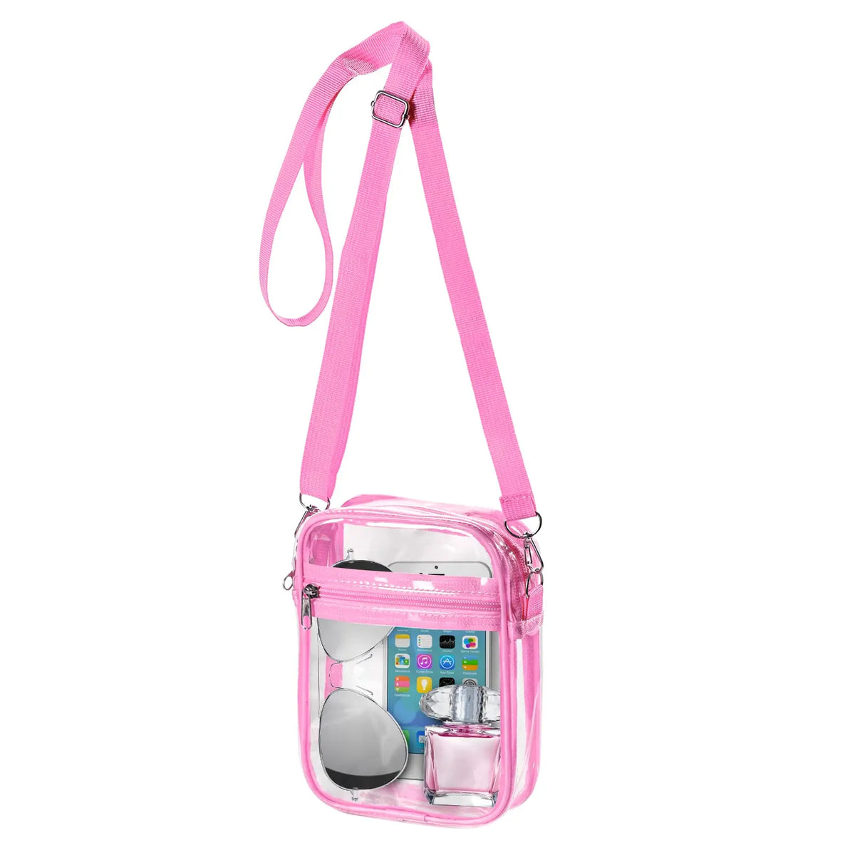 Women's Clear Stadium Crossbody Bag – PVC Transparent Shoulder Purse with Front Pocket