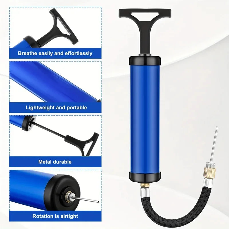 Portable Ball Pump with Needle & Nozzle – Multi-Sport Inflator for Football, Basketball, Volleyball & Swimming