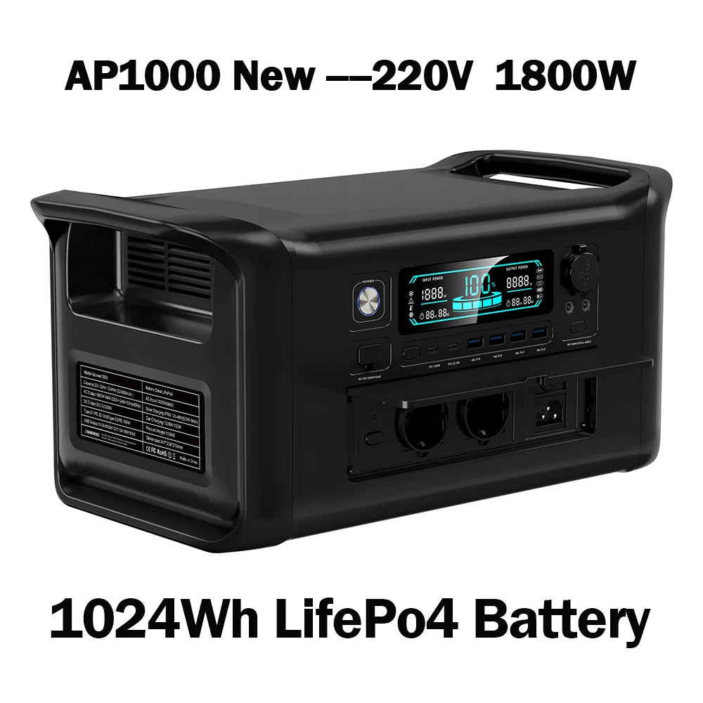 Portable Power Station — 2400W / 1800W / 500W LiFePO4 Solar Generator & Emergency Power Supply