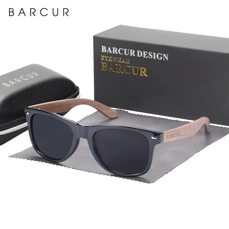 BARCUR Natural Wooden Polarized Sunglasses | Black Walnut UV400 Men's Eyewear