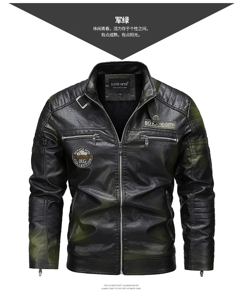 Men's Faux Leather Jacket – Slim Fit Casual Layer