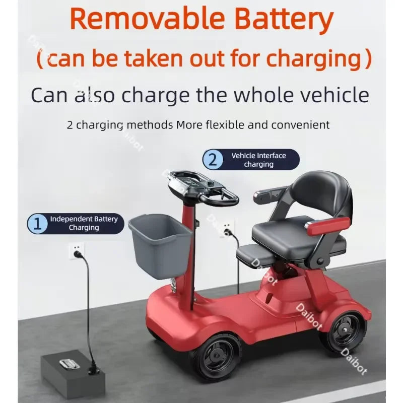 4-Wheel Folding Mobility Scooter with Baby Seat