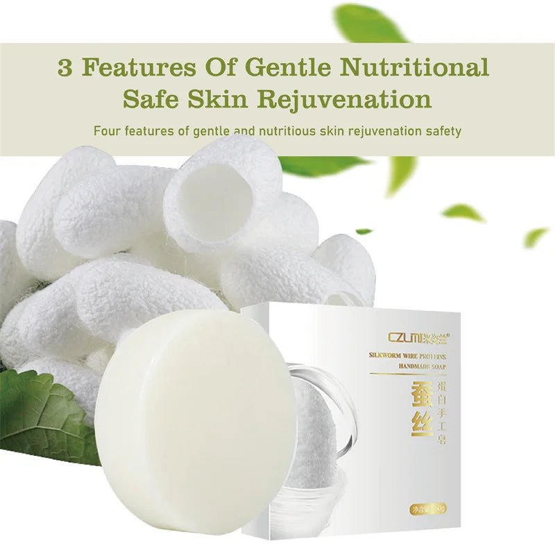 Okeny's Silk Protein Whitening Soap Bar – Underarm & Knee Bleaching, Dark Spot & Chicken Skin Removal, 50g