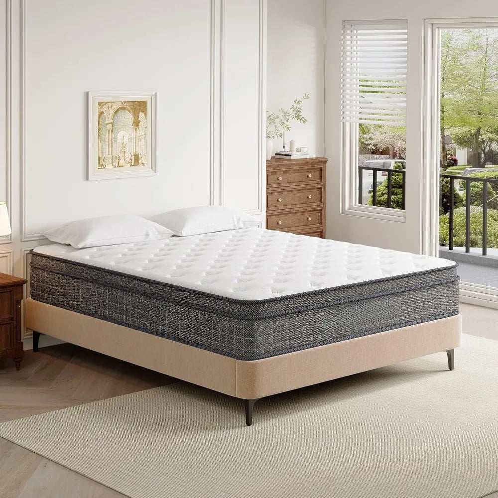 12 Inch Firm Hybrid Mattress — Gel Memory Foam & Individually Coiled Pocket Springs, Mattress in a Box
