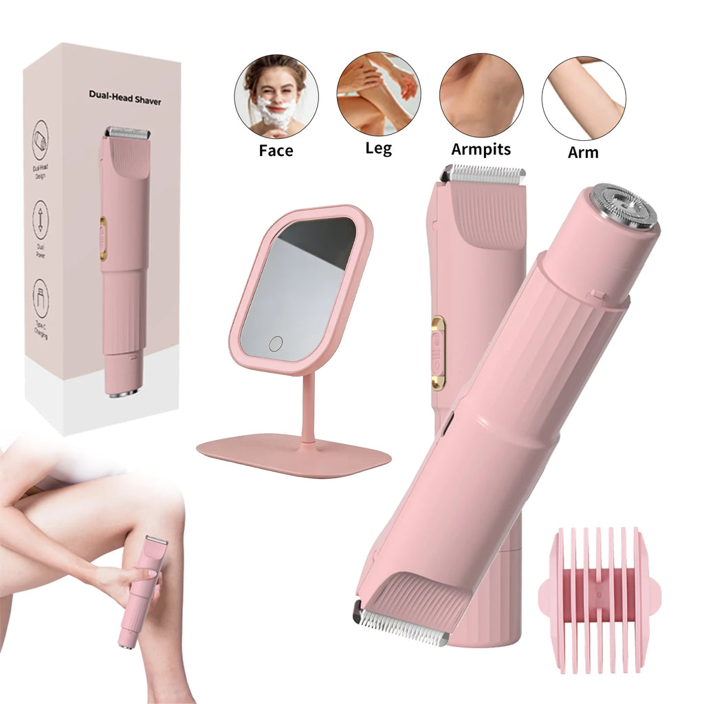 OMUONE Women's Double-Head Electric Epilator & Shaver – USB Rechargeable, 65-Min Runtime