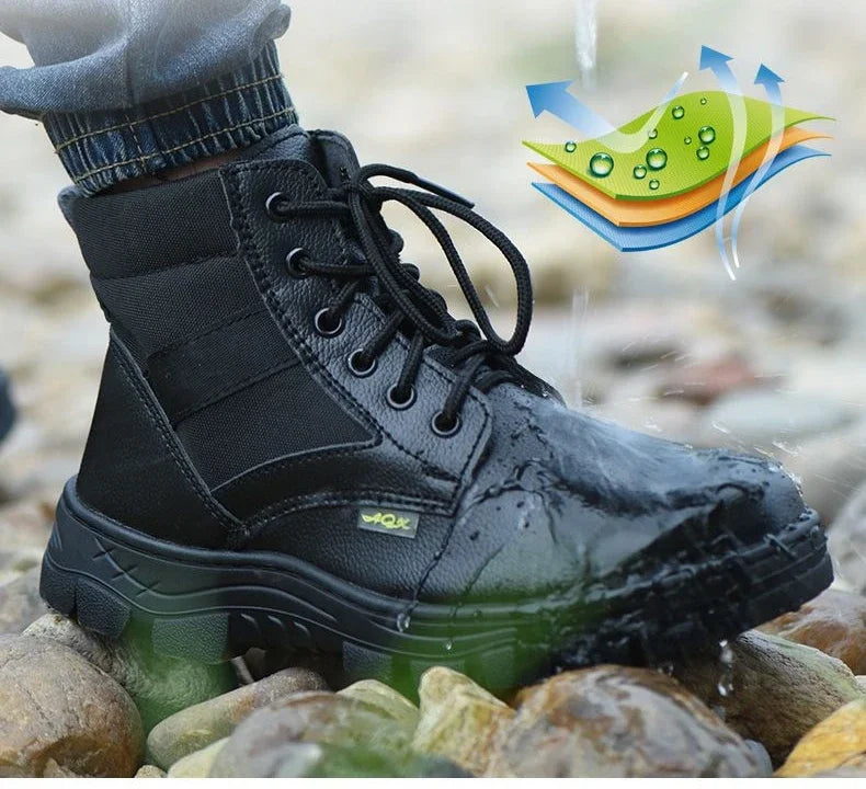 Men's Retro Leather Ankle Boots — Lace-Up Microfiber Business Booties with Rubber Sole