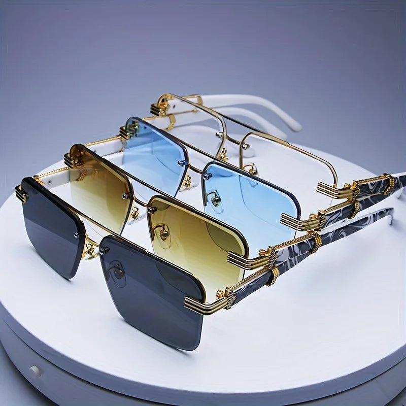 Fashion Rimless Sunglasses | Frameless Small Square UV Protection Shades for Men & Women