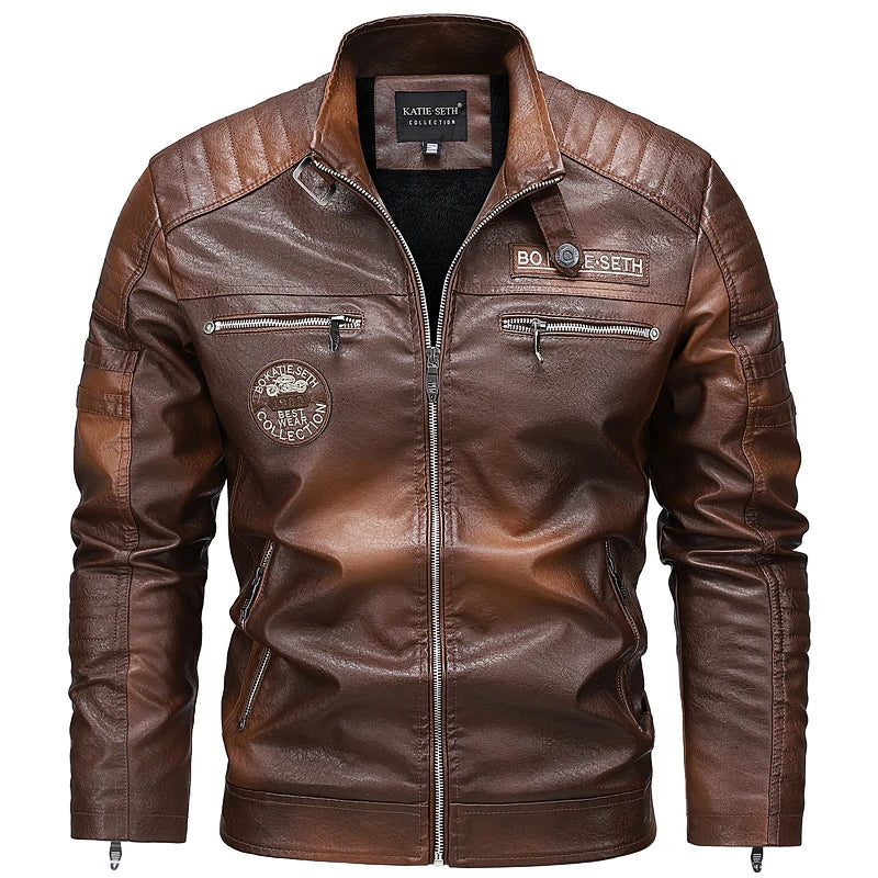 Men's Faux Leather Jacket – Slim Fit Casual Layer