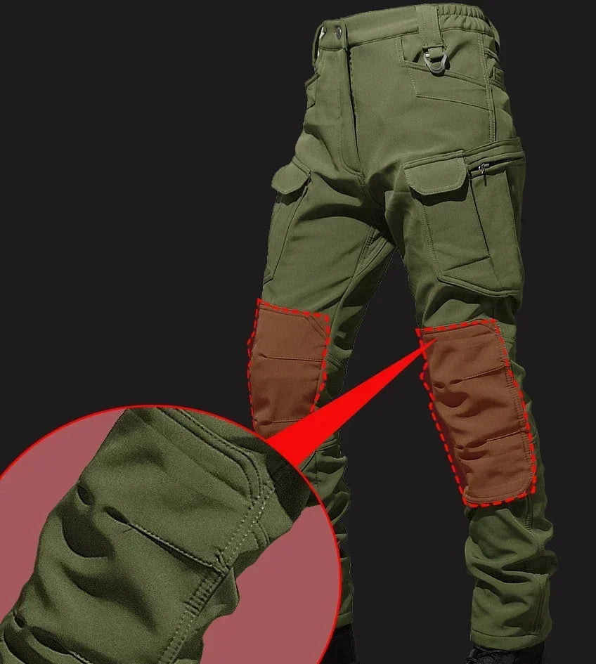 Men's Tactical Soft Shell Jacket & Cargo Pants Set – Waterproof Fleece-Lined Winter 2-Piece