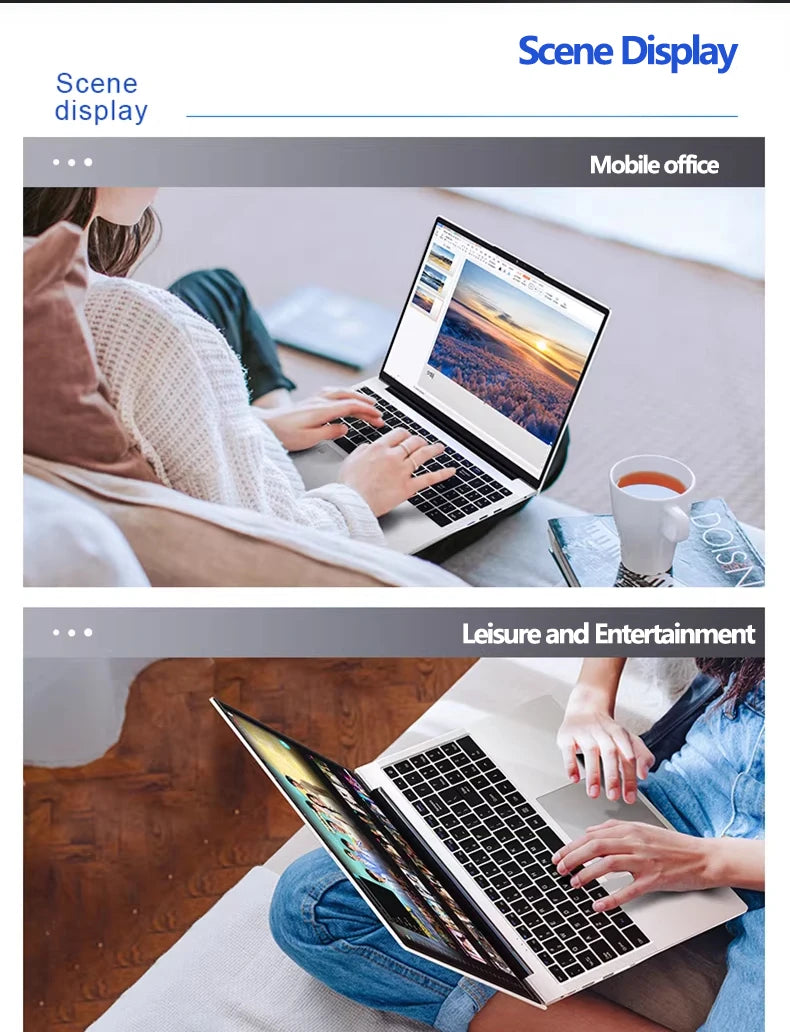 15.6" Intel Slim Laptop – Fingerprint, Backlit Keyboard, Up to 32GB DDR4, 2TB SSD, Windows 11