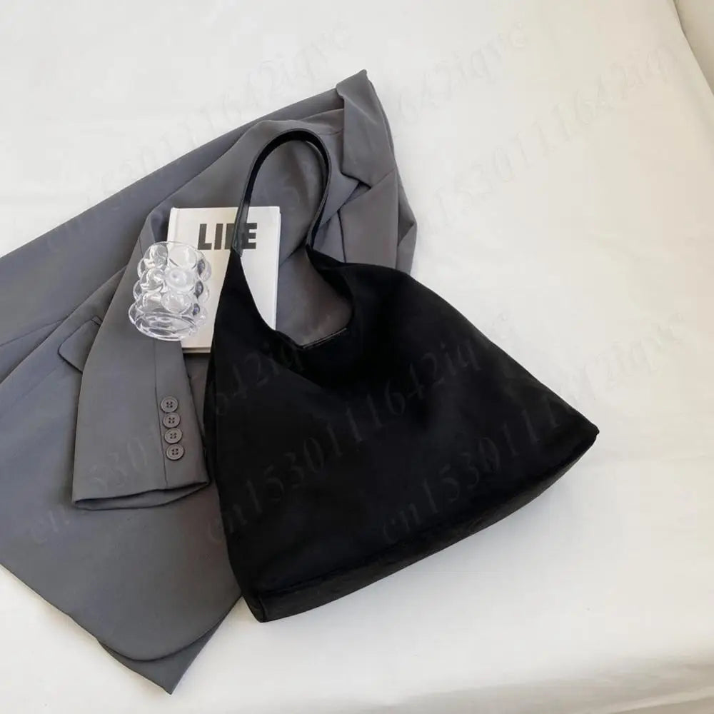 Vintage Suede Large Capacity Shoulder Tote Bag – Stylish Commuter Hobo Handbag for Women