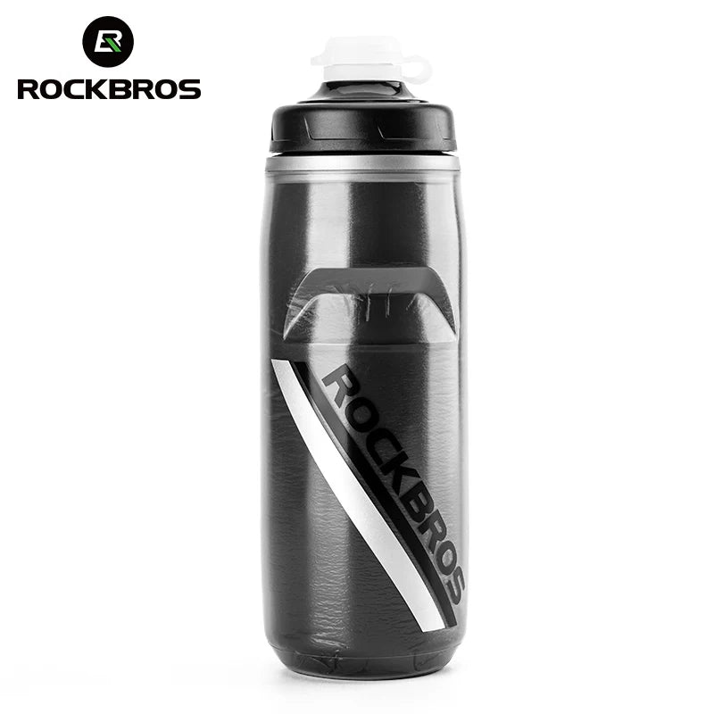 ROCKBROS 620ml Insulated Cycling Water Bottle – Thermal Triple-Layer Squeeze Bike Bottle with Silicone Nozzle