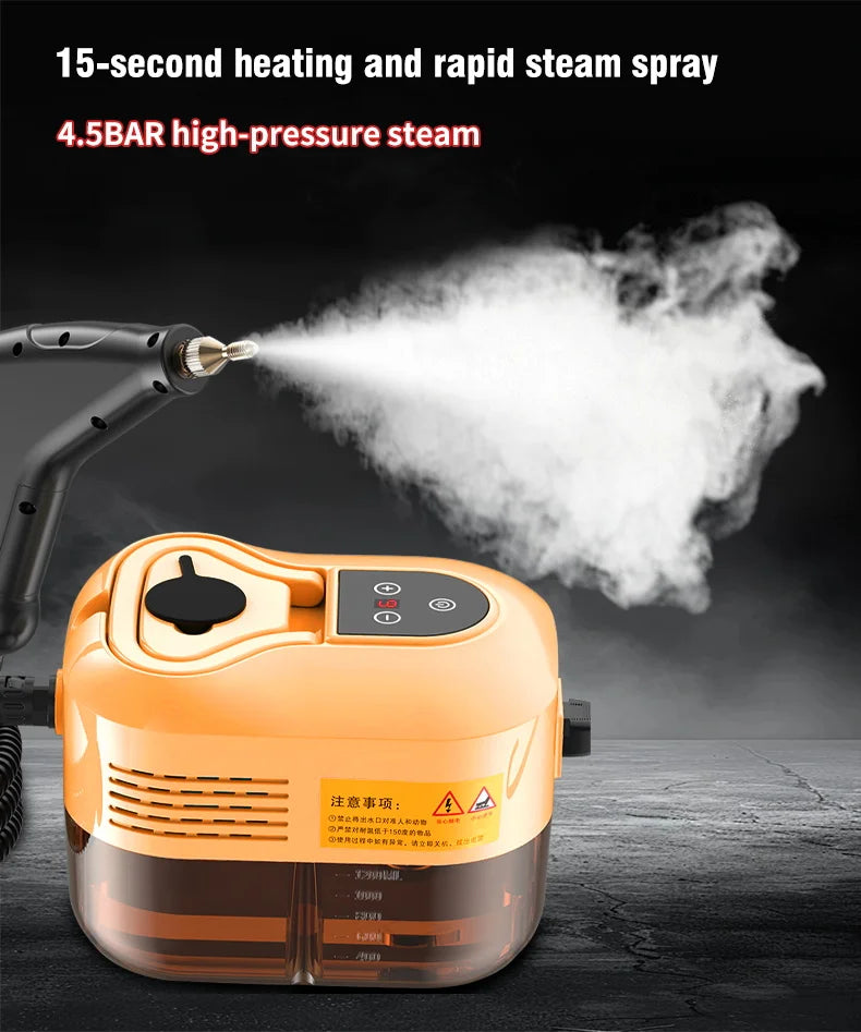 2500W Handheld Steam Cleaner – Digital Display, 6-Speed, 1200ml Tank, 110V/220V, Kitchen, Car & Furniture