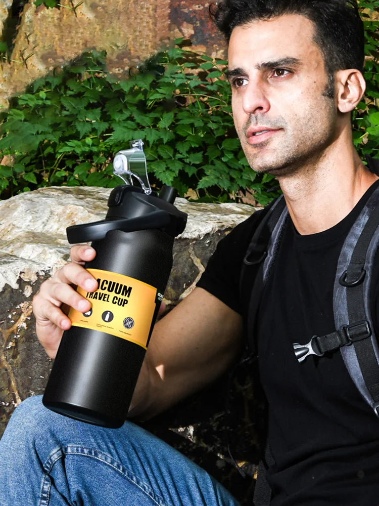 Insulated Stainless Steel Water Bottle with Pop-Up Straw – Double-Wall Vacuum, 24Hr Cold/8Hr Hot, 800ml–1500ml, 9 Colors