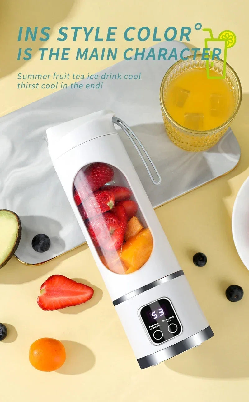 Portable Electric Juicer 450ML — 8-Blade Travel Blender for Fresh Juice, Shakes & Smoothies