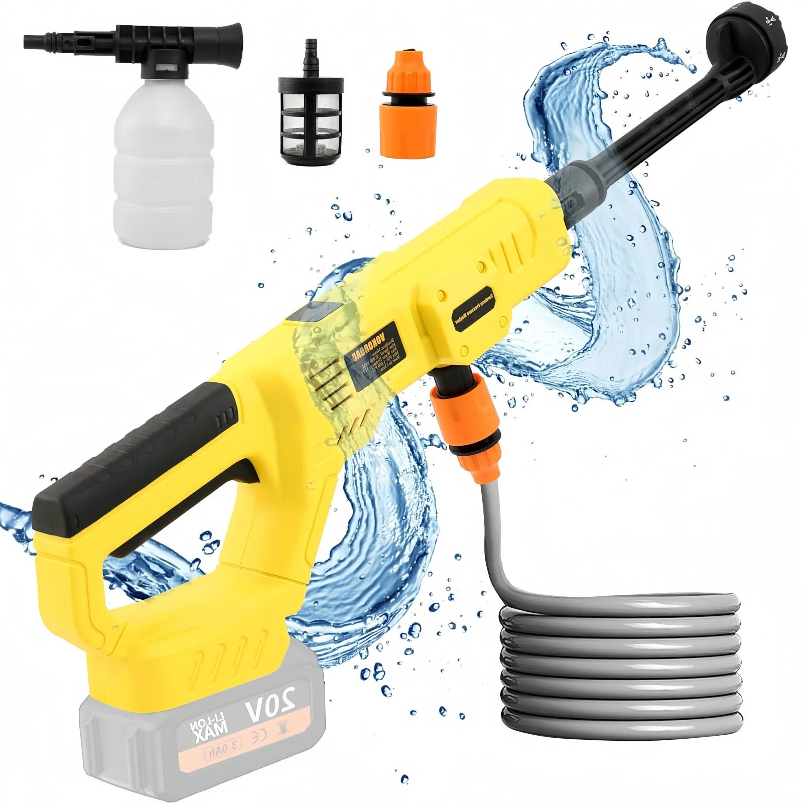 Brushless Cordless Pressure Washer – 6-in-1 Nozzle, DeWalt 20V Battery Compatible