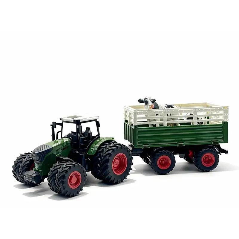Large Scale Farm Tractor Toy Playset with Trailer & Accessories – DIY Farmer Transport Set