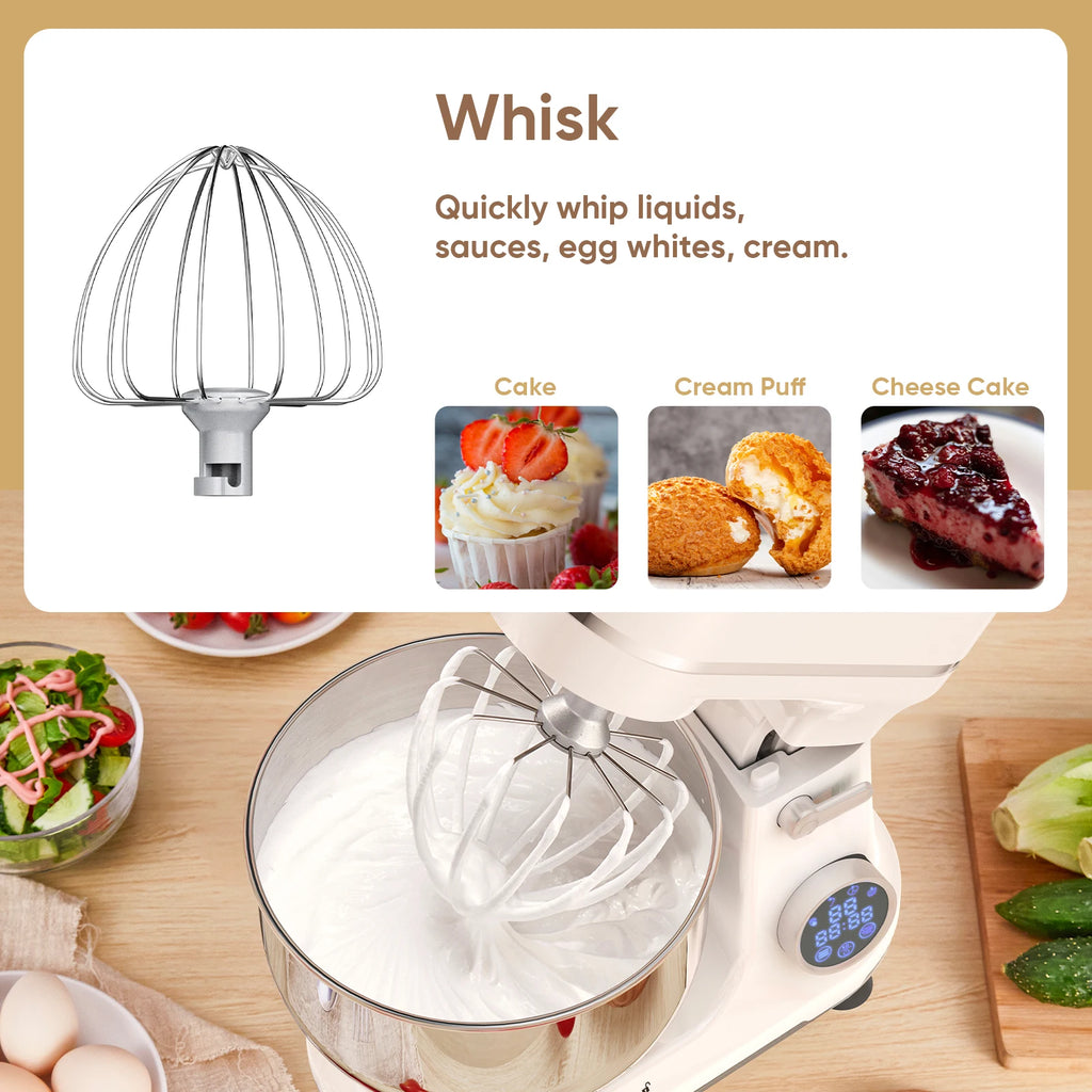 BioloMix 1200W Kitchen Stand Mixer – 11-Speed DC Motor, OLED Display, Dough Hook & Whisk Included