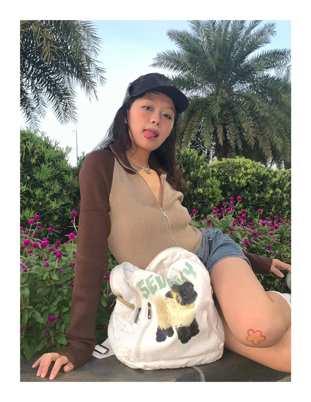 Y2K Aesthetic Cute Sheep Canvas Backpack – Japanese Cartoon School Bag for Women