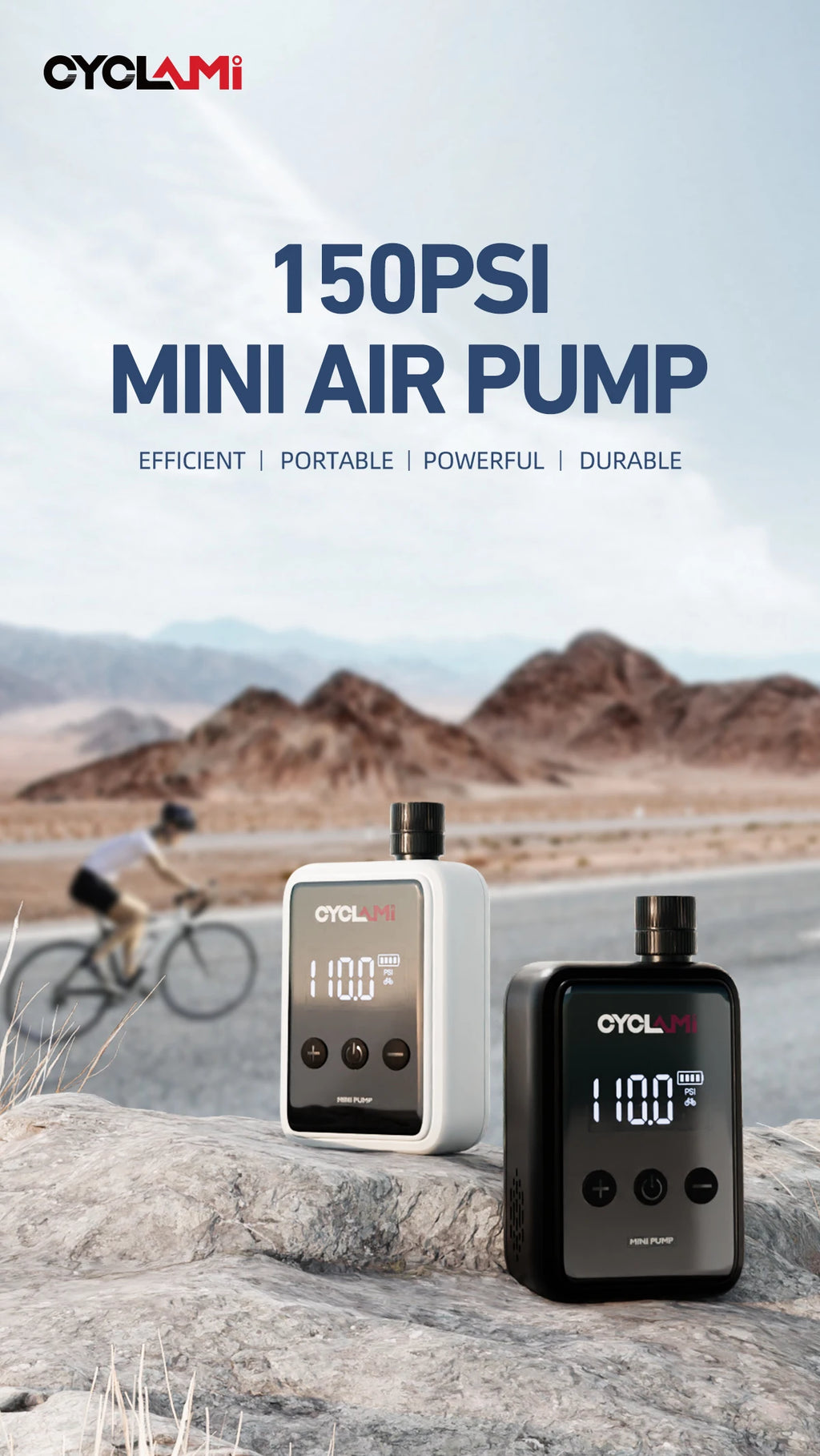 Portable Electric Bike Pump for Presta and Schrader Valves
