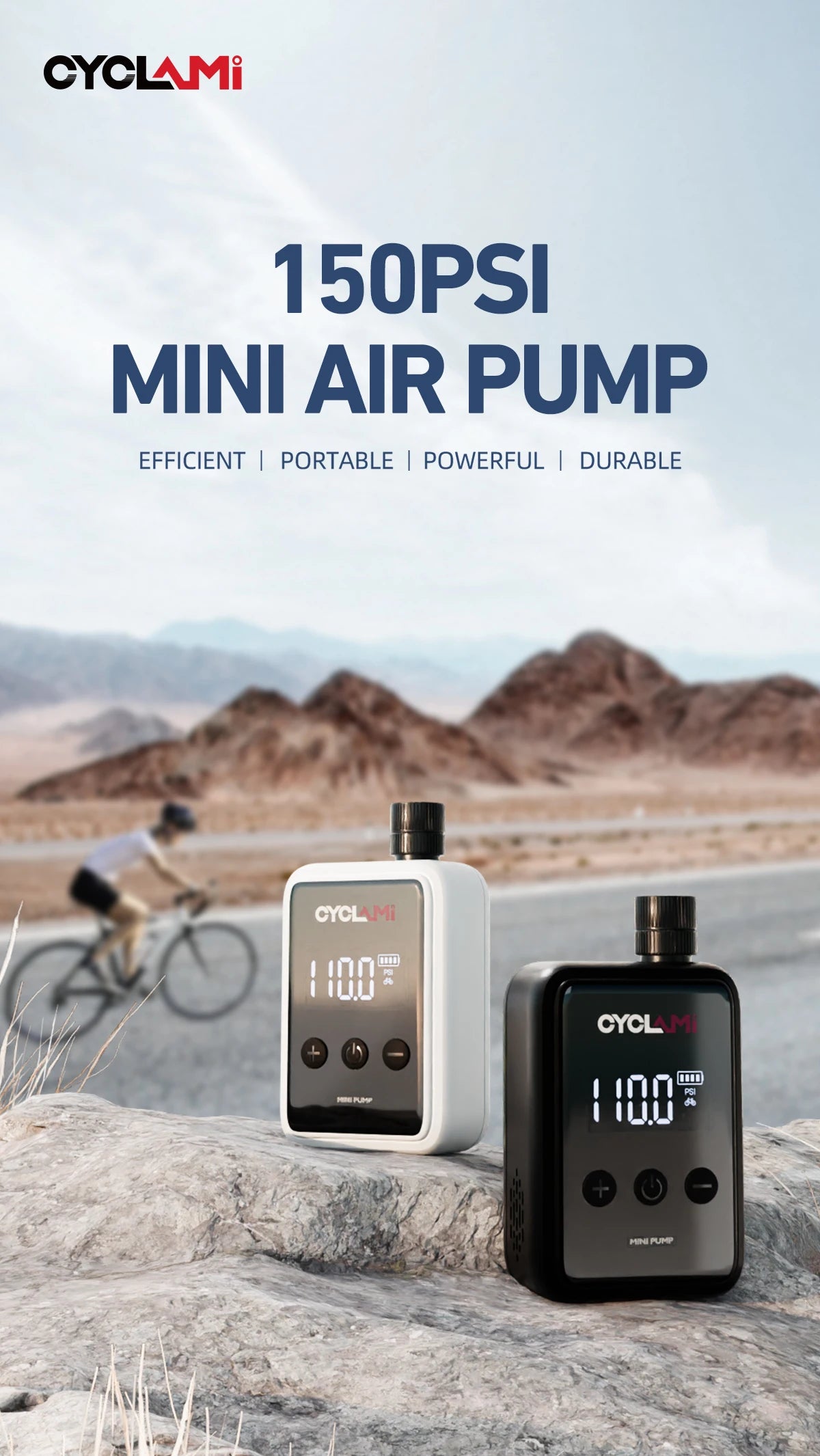 Portable Electric Bike Pump for Presta and Schrader Valves