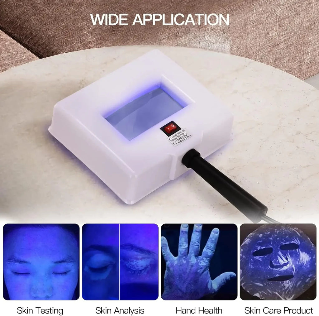 Wood's Lamp UV Skin Analyzer – 365nm UV Light Skin Scanner with 3x Magnifying Lens for Home & Salon Use