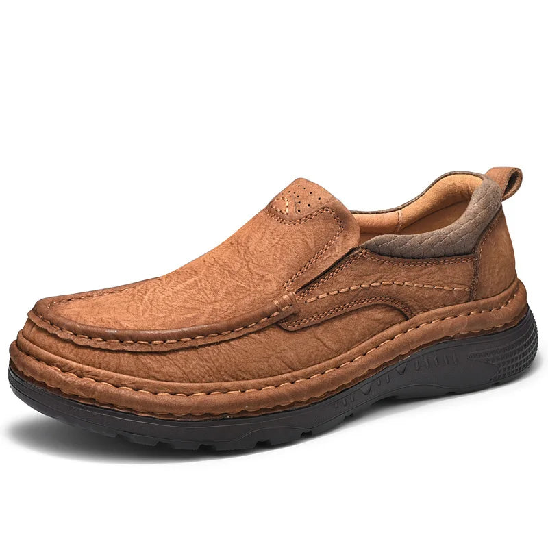 Men's Genuine Leather Lace-Up Casual Shoes