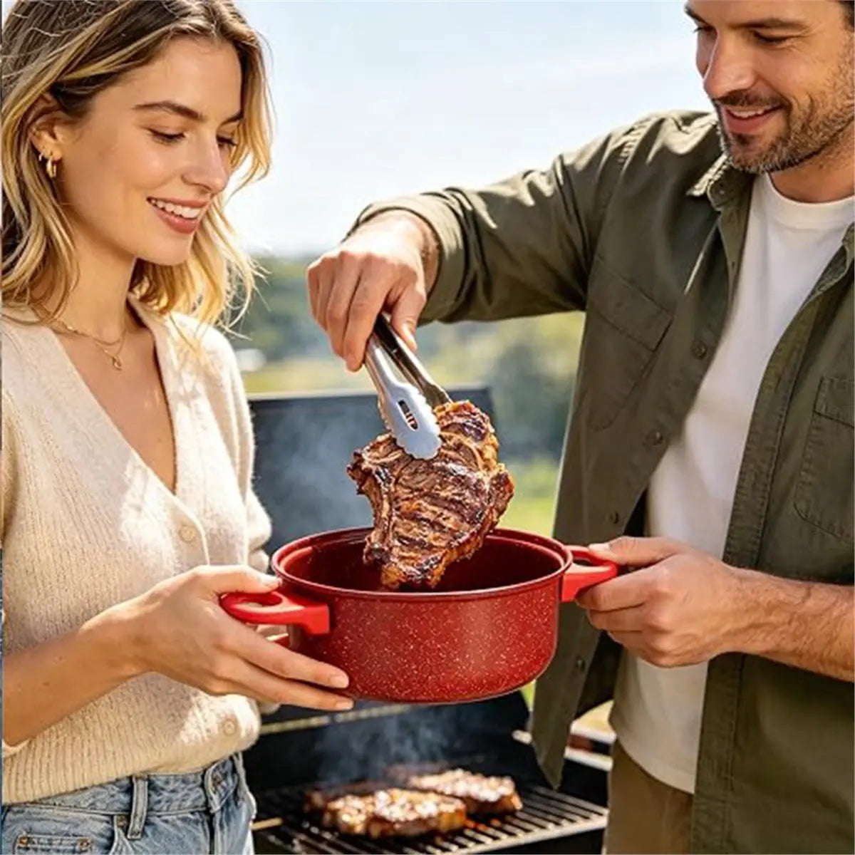 13-Piece Nonstick Cookware Set – Red Pots, Pan & Utensils