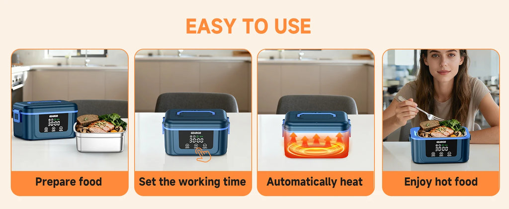 1.4L Cordless Electric Lunch Box – Rechargeable Food Warmer