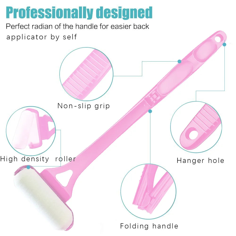 Long Handle Lotion Applicator Stick – Foldable Self-Sunscreen & Tanning Back Applicator with 2 Heads