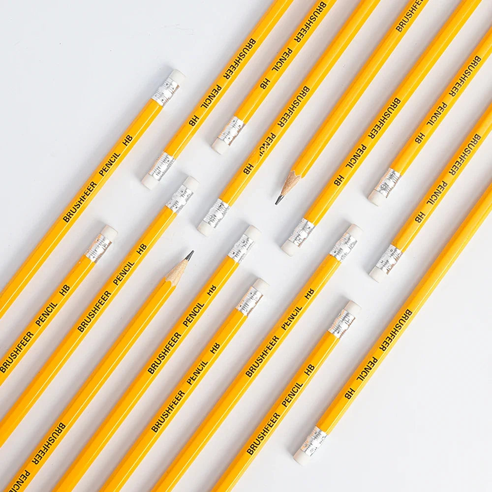 Yellow HB Wooden Pencils with Erasers