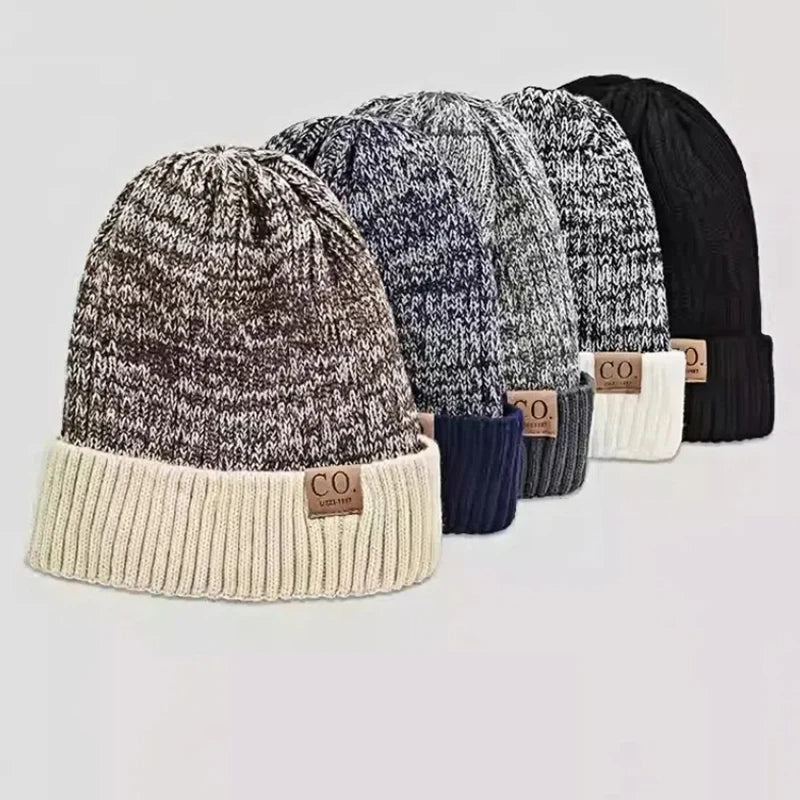 Unisex Two-Tone Fur Lined Winter Beanie Hat — Warm Knitted Fashion Cap for Men & Women