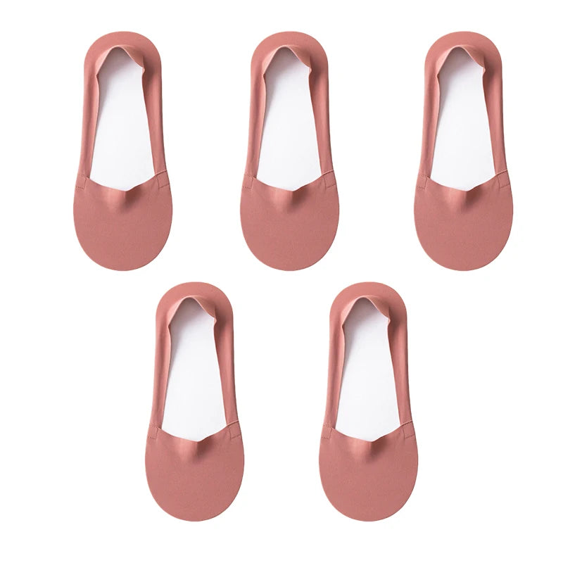 Women's Cotton No-Show Socks – Silicone Grip, 5 Pairs