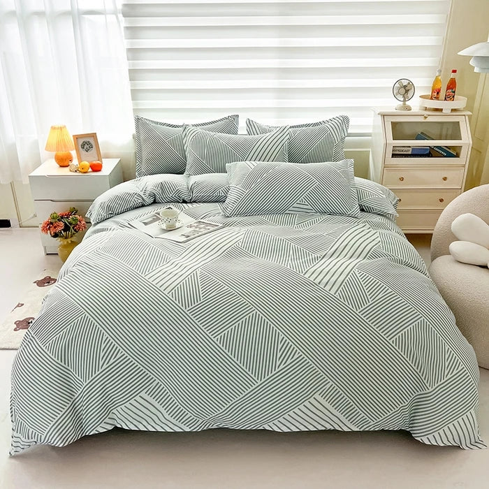 Microfiber Reactive Print Bedding Set – Duvet Cover, Flat Sheet & Pillowcases, 16 Patterns & 5 Sizes