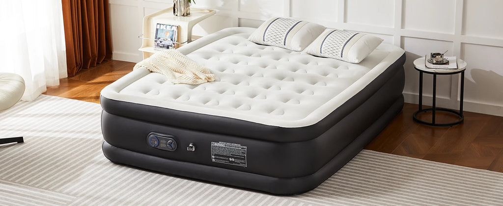 JHK Double-Height Air Mattress – 660 lbs Capacity, Non-Slip Bottom, Queen & Twin, Home & Camping