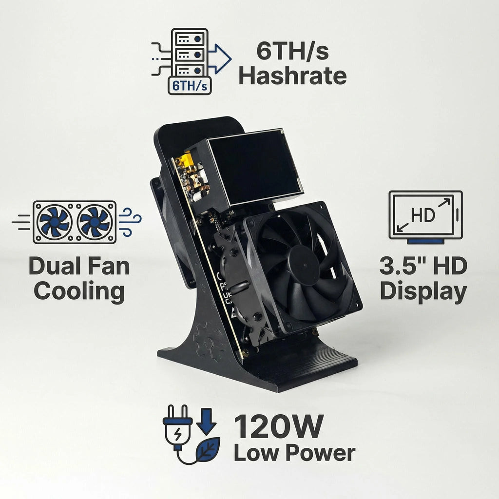 NerdQaxe++ Rev6.1 Bitcoin Miner – 6TH/s, 100W, 2.4G WiFi, SHA-256 Open-Source ASIC