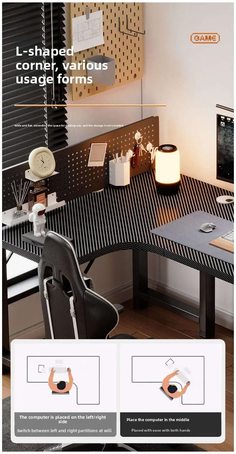 L-Shaped Corner Computer Desk — Home Study Table, Office Writing Desk & E-Sports Gaming Setup