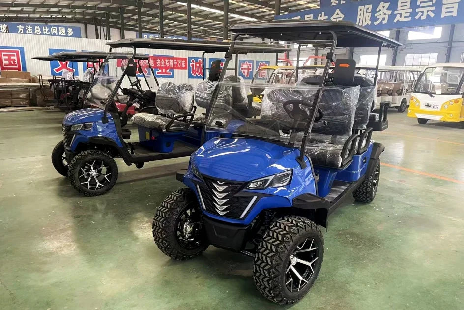 Touring Electric Golf Cart — Multi-Purpose Hunting Cart with Folding Windshield & Touch Display