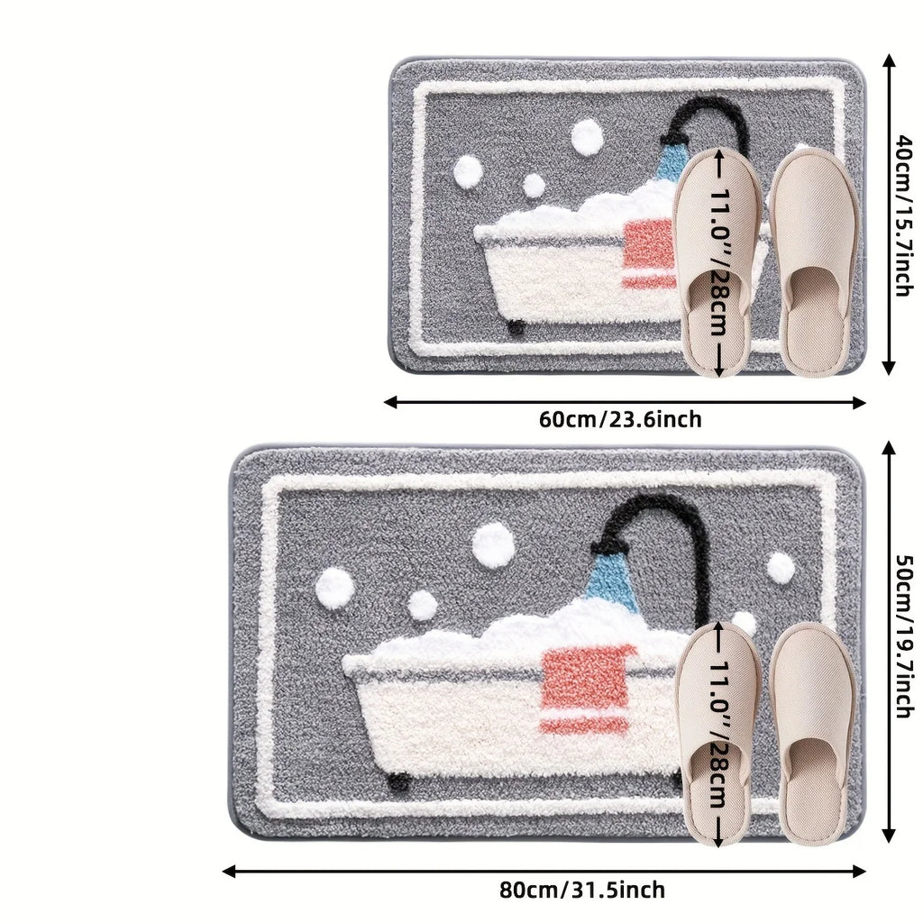 Non-Slip Knit Bath Rug – Water Absorbent Machine Washable Polyester Bath Mat