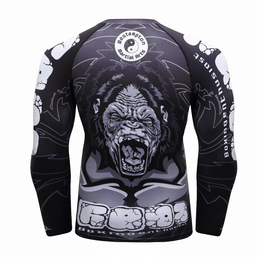 Men's MMA Rashguard BJJ 4-Piece Set – Gorilla Print Grappling Tracksuit