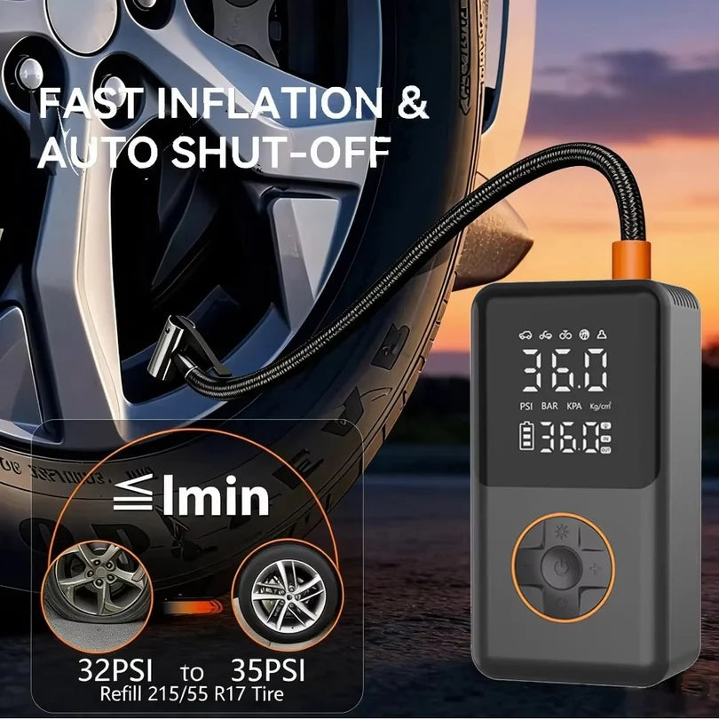 Mini Bike Tire Pump with Pressure Gauge and LED Light